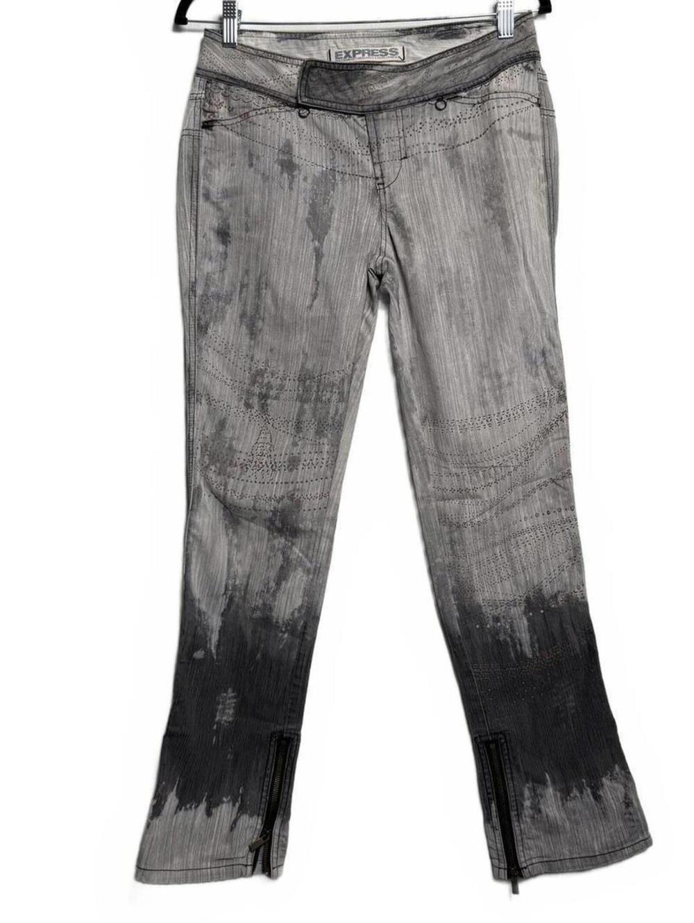Vintage 2000s Y2K Gray Graphic Jeans Boot Cut